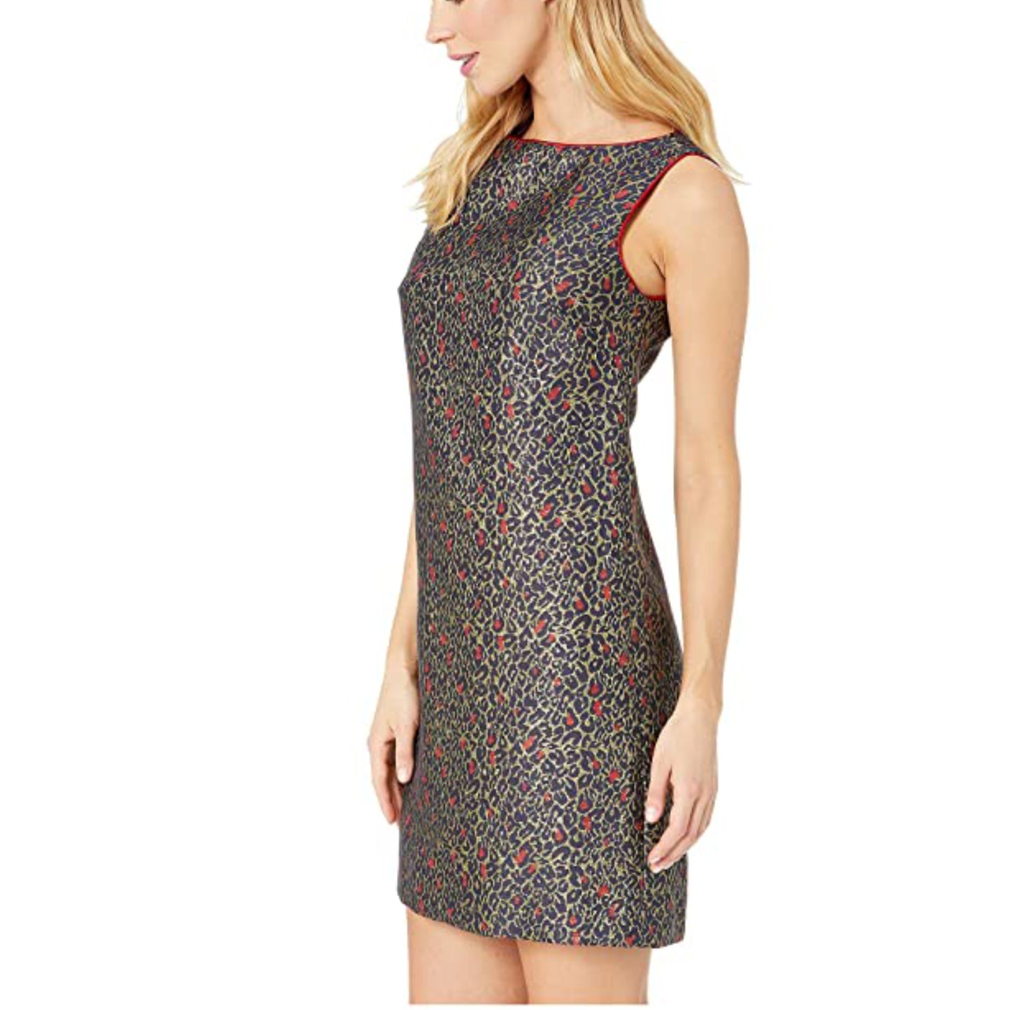 Betsey Johnson Women's Jacquard Metallic Leopard Print Shift Mini Dress