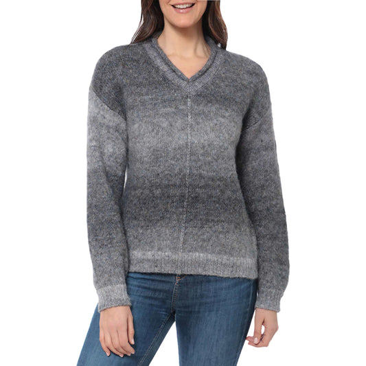 Briggs Women's Cozy V-Neck Soft Knitt Ombre Space Dye Sweater