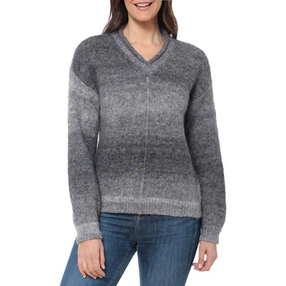 Briggs Women's Cozy V-Neck Soft Knit Wool Blend Ombre Space Dye Sweater