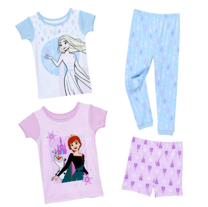 DISNEY Toddler Girls Frozen II Anna & Elsa 4-Piece Cotton Pajama Set