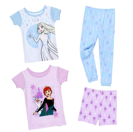 DISNEY Toddler Girls Frozen II Anna & Elsa 4-Piece Cotton Pajama Set