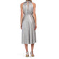 DONNA RICCO Women's Surplice V-neck Metallic Shimmer Wrap Style Cocktail Party Midi Dress