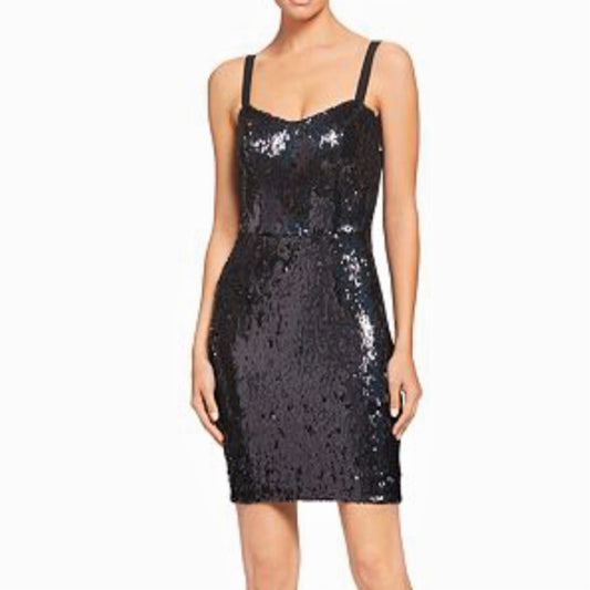 DRESS THE POPULATION Women's Lindsay Sequin V-neck Sheath Mini Dress