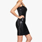 DRESS THE POPULATION Women's Lindsay Sequin V-neck Sheath Mini Dress