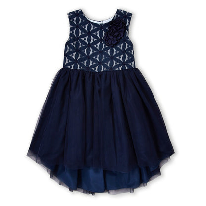 Pippa & Julie Big Girls Floral Lace High-Low Hem Tulle Skirt Formal Dress