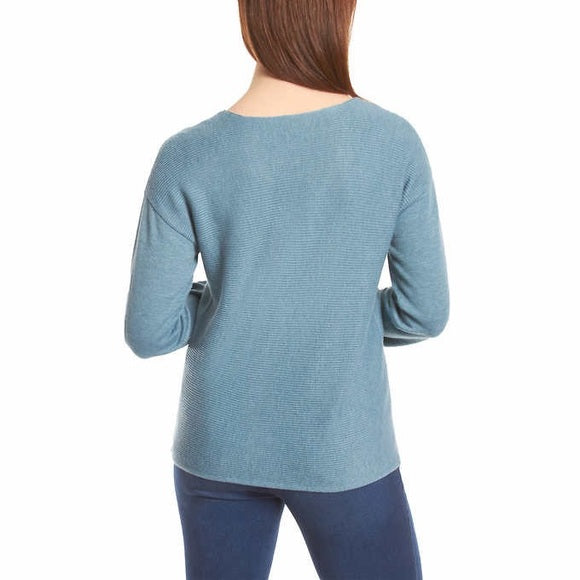 Ella Moss Ladies' Ribbed V-Neck Sweater Blue 11.jpg