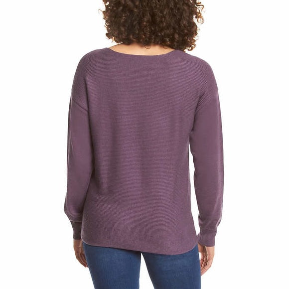 Ella Moss Ladies' Ribbed V-Neck Sweater Purple 11.jpg