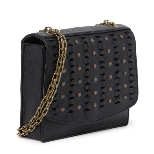 FRYE Women's Jade Leather Studded Weave Trim Chain Srtap Shoulder Bag