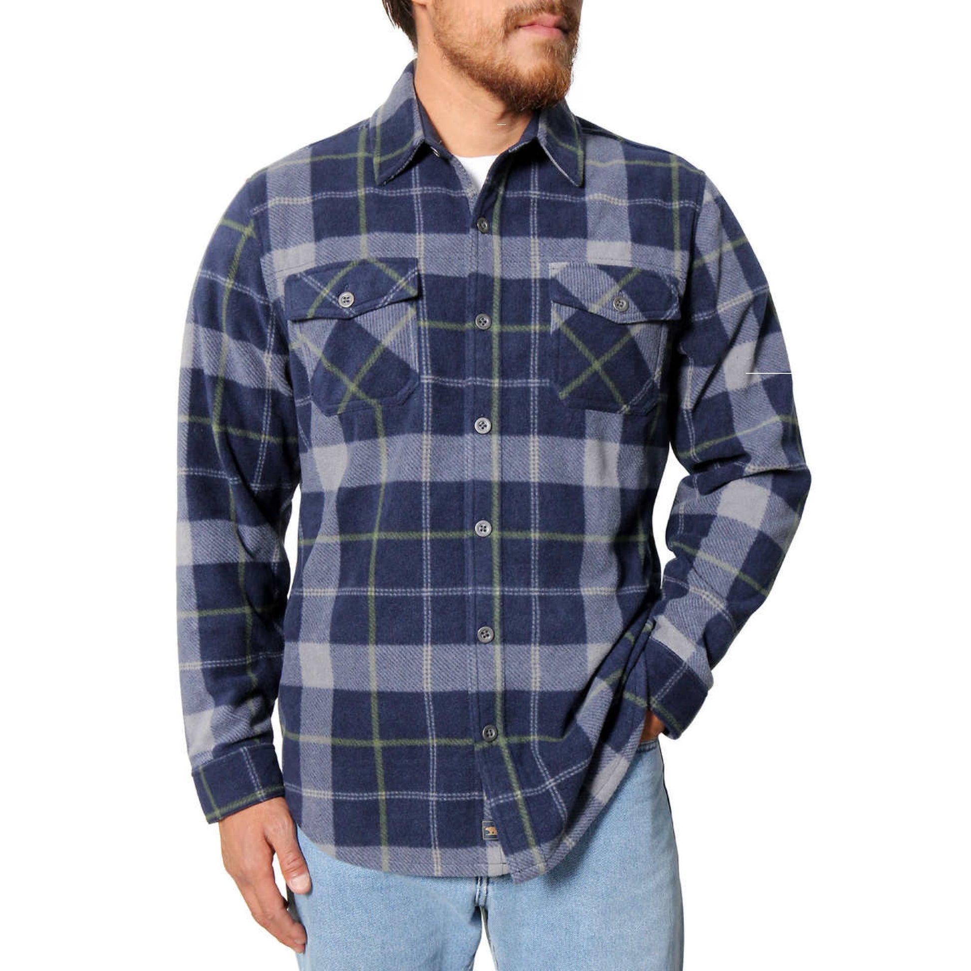 Freedom Foundry Mens Plaid Fleece Comfort Fit Button Up Shirt, Men's, Size: XL, Blue Freedom Foundry Mens Plaid Fleece Comfort Fit Button Up Shirt, Men's, Size: XL, Blue