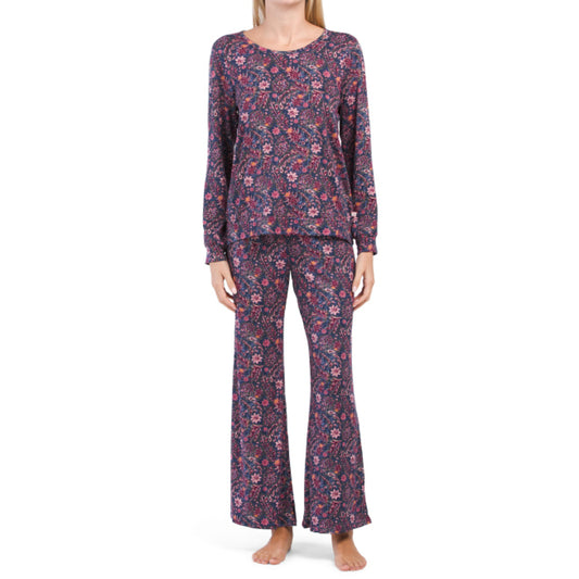 Jessica Simpson PJ Long Sleeve Floral print Bell Bottom Lounge Pajama Set