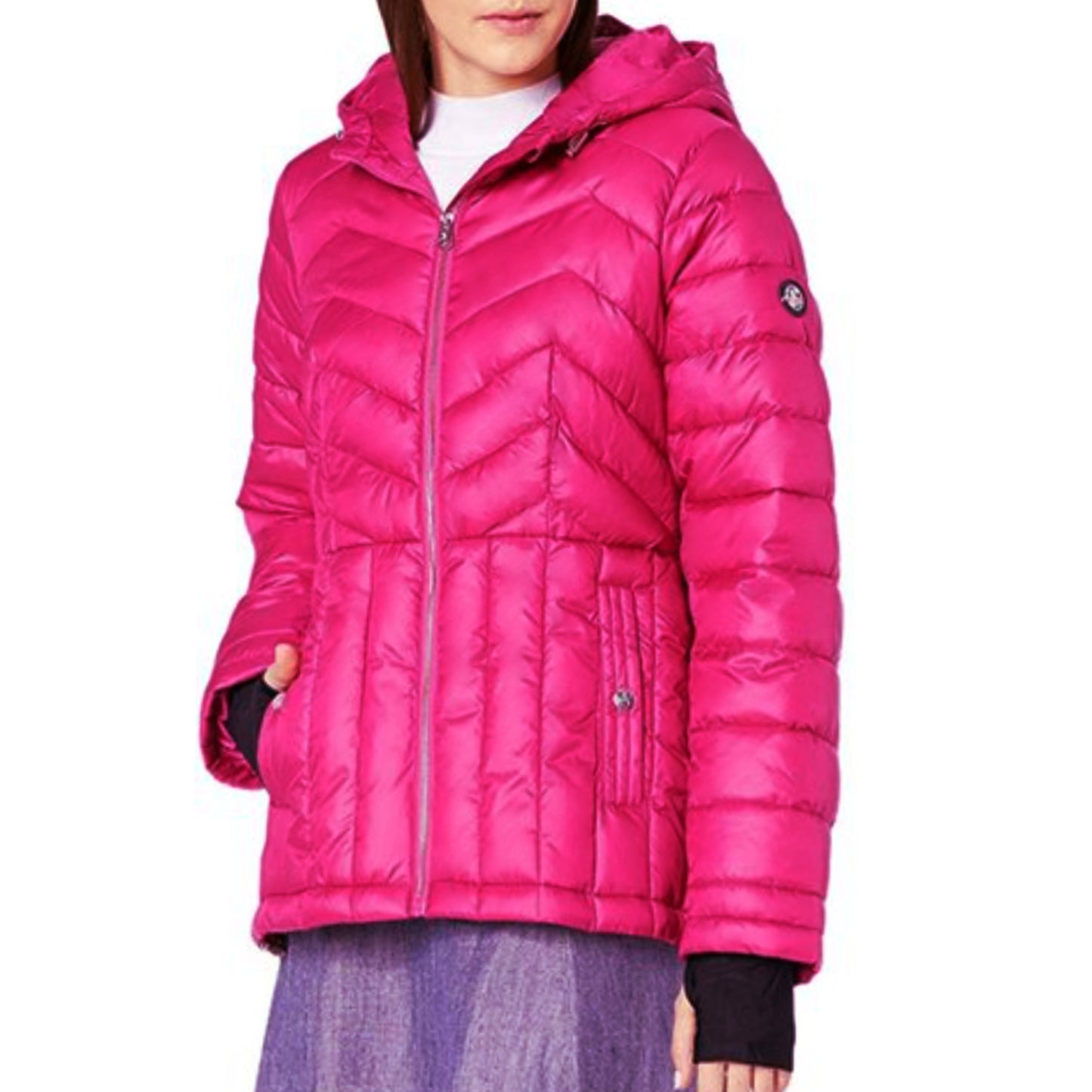 Jessica Simpson Women's Packable Quilted Insulated Hooded Puffer Winter Coat Jacket