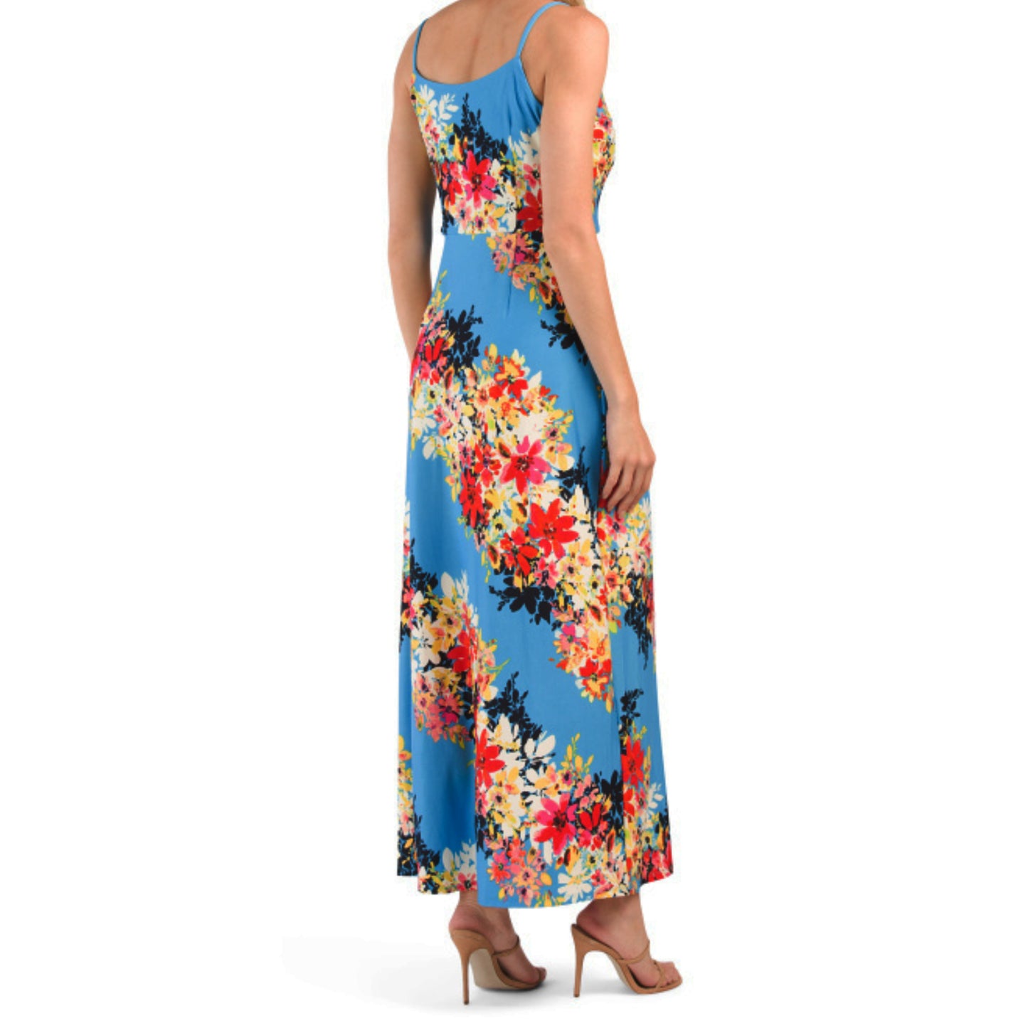 London Times Women's Bloom Stripe Floral Print Cami Maxi Dress