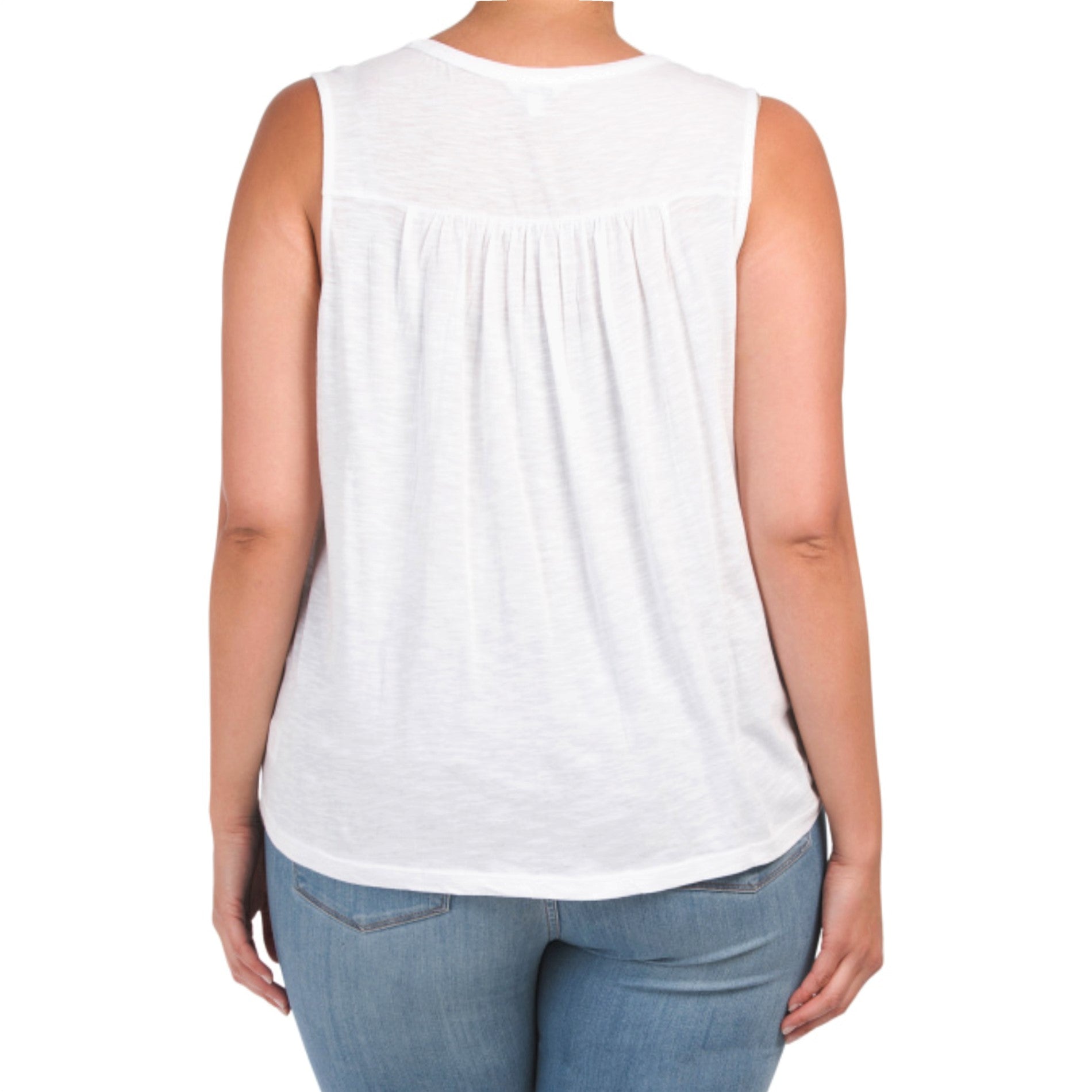 Buy Lucky Brand women cotton embroidered v neck short sleeve tee
