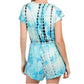 Lucky Brand Women's Tie Dye Wrap Front Side Pockets Romper Swim Cover-up