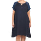 Martina Innocenti Women's Plus Linen Embroidered Sleeve Midi Dress