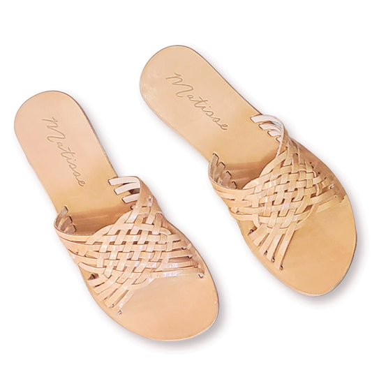 Matisse Women's Fred Woven Leather Flat Slip On Sandals
