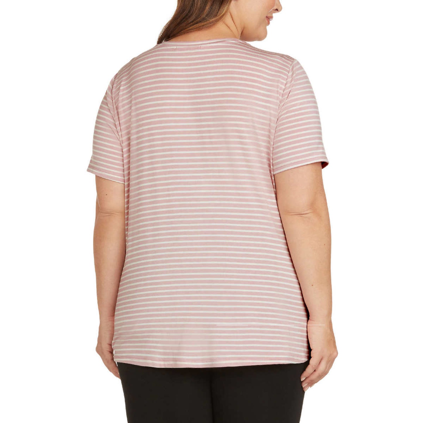 Matty M Women's Stripe Print Tee V-Neck Side Tie T-shirt Top