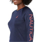 Nautica Women's Long Sleeve Logo Graphic Print UPF 30+ Beach Rashguard Swim Top