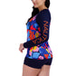 Nautica Women's Long Sleeve Floral Graphic Print UPF 30+ Beach Swim Rashguard Top