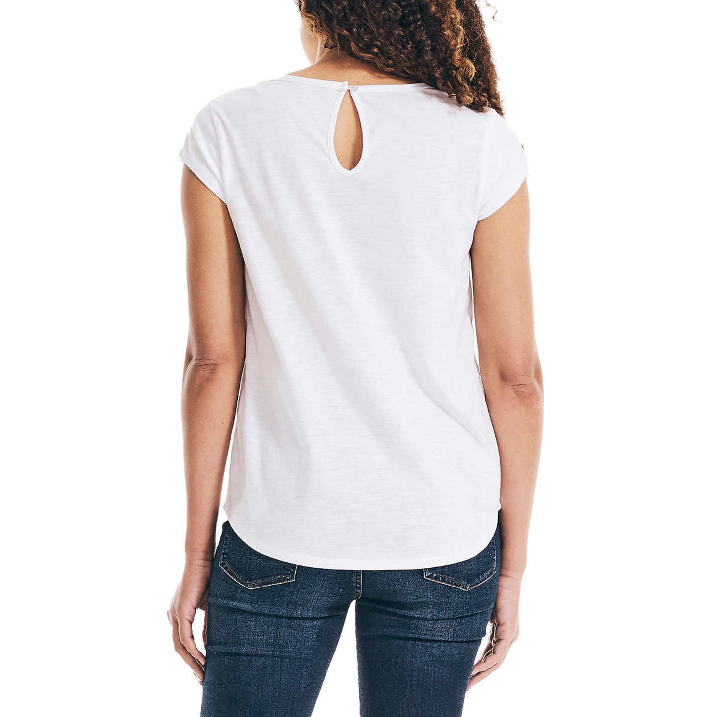 Nautica Women's Keyhole Back Soft Cotton Blend T-Shirt