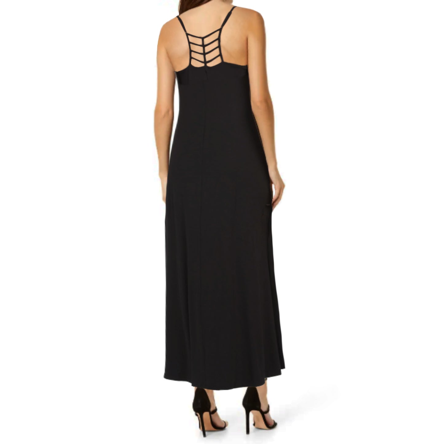 Nicole Miller High Low Hem Lightweight Strappy Ladder Back Maxi Dress