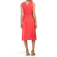Nicole Miller Women's Linen V-Back Tie Waist Fit & Flare Midi Dress