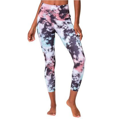 Onzie Women's High Rise Side Pockets Tie Dye Print Activewear Yoga Leggings