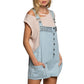 POL Denim Studded Overall Shorts with Side Pockets