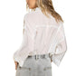 POL Women's Joy Ruffle Lace Trim Seashell Button Down Shirt