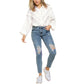 POL Women's Joy Ruffle Lace Trim Seashell Button Down Shirt