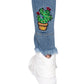 POL Distressed Raw Hem with Cactus Embroidery Denim Jeans