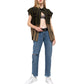 POL Distressed Raw Hem with Cactus Embroidery Denim Jeans