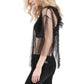 POL Shear Mesh Ruffle Hooded Top Blouse
