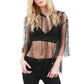 POL Shear Mesh Ruffle Hooded Top Blouse