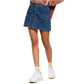 POL Women's Button Front Two Flap Pockets Denim Mini Jean Skirt