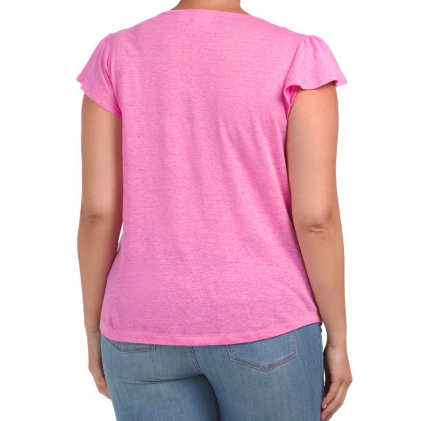 Rachel Zoe Plus Linen Flutter Sleeve T-Shirt