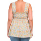 Rachel Zoe Women's Plus Lightweight Smocked Floral Print Wide Straps Tank Top