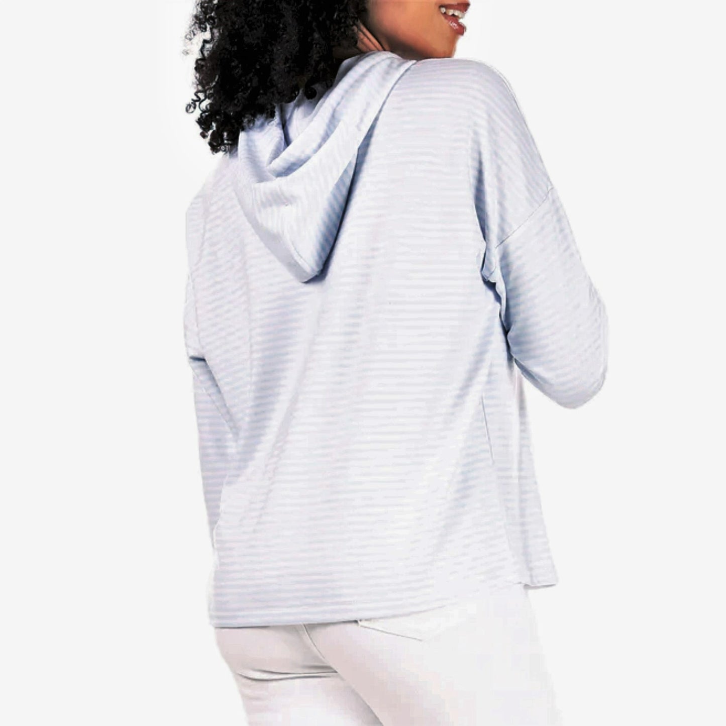 Rae Dunn Women's Ultra Soft Explore More Graphic Print Striped Sweatshirt Top Hoodie