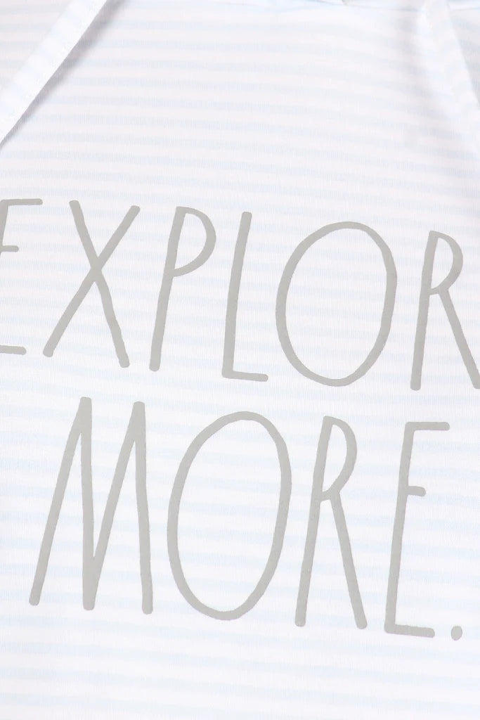 Rae Dunn Women's Ultra Soft Explore More Graphic Print Striped Sweatshirt Top Hoodie