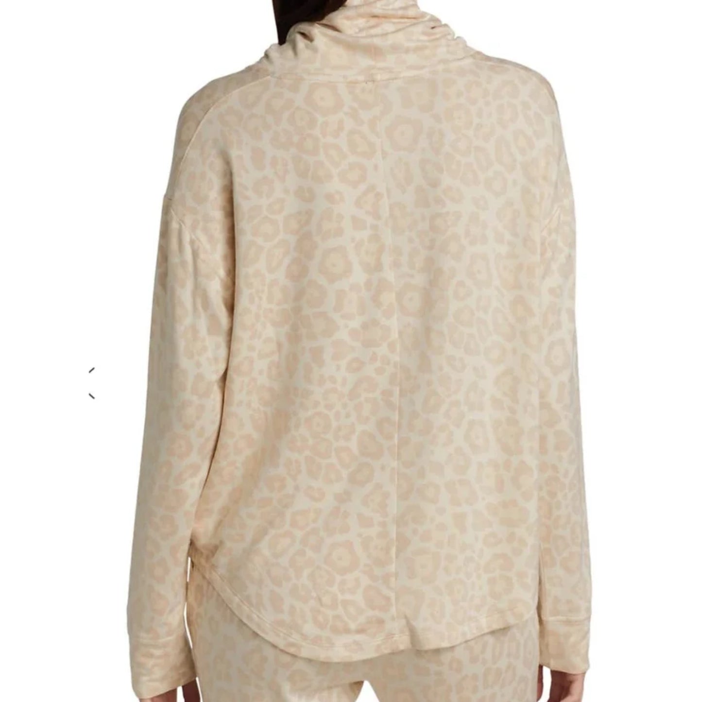Splendid Women's Ultra Soft Leopard Print Cowl Neck Pullover Top Sweatshirt