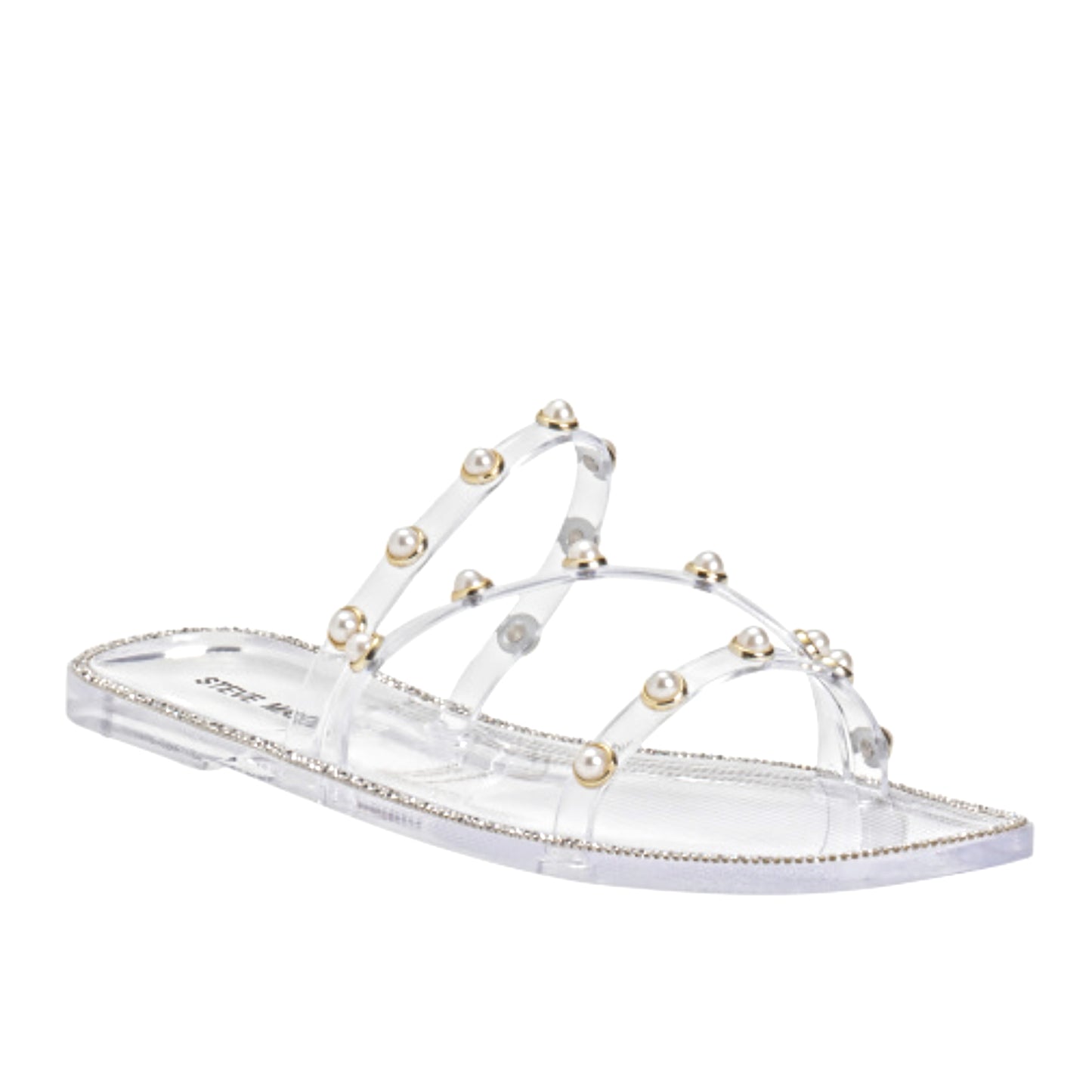 Steve Madden Women's Studded Pearl Embellished Slide-On Flat Sandals