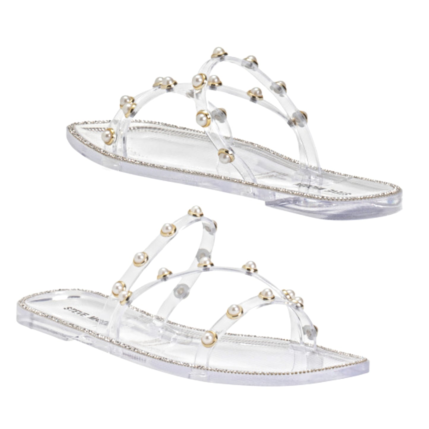Steve Madden Women's Studded Pearl Embellished Slide-On Flat Sandals