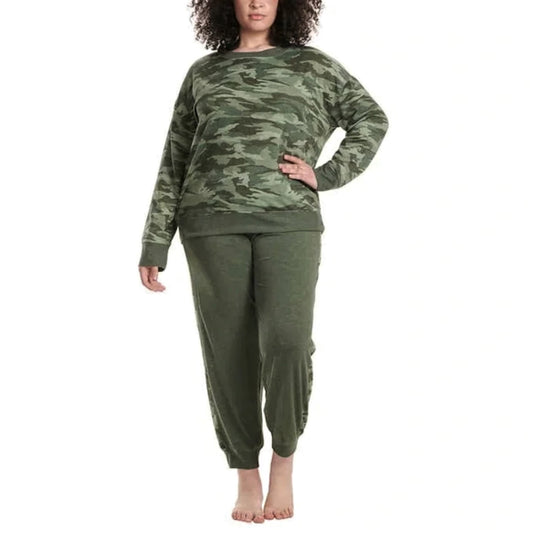 Splendid Women's Plus 2-piece Ultra Soft PJ Camo Print Lounge Pajama Set