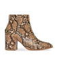 Steve Madden Women's Juliana Snakeskin Embossed Pointed Toe Block Heel Ankle Booties