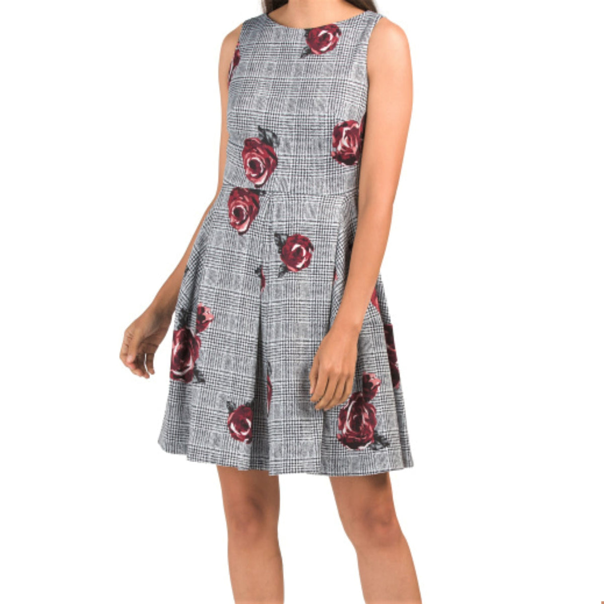 TAYLOR Women's Floral Print Fit & Flare Pleated Mini Dress
