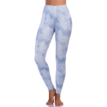 T TAHARI High Rise Cloud Tie Dye Print Active Casual Ankle Leggings