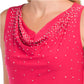 Tiana B Beaded Bead Embellished Draped Cowl Neck Party Mini Dress