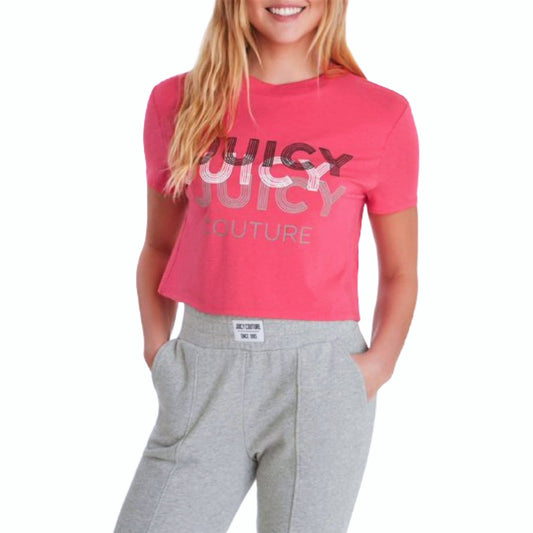 Juicy Couture Women's Graphic Logo Soft Cotton Cropped T-Shirt Top