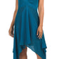 Vertigo Paris Women's Metallic Shimmery Asymmetrical Hem Midi Dress