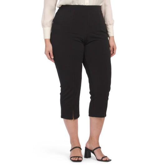 Vince Camuto Women's Plus High Rise Split Cuffs Pull On Career Crop Pants